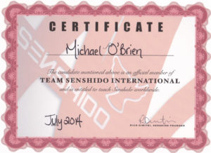 Senshido International instructor certificate